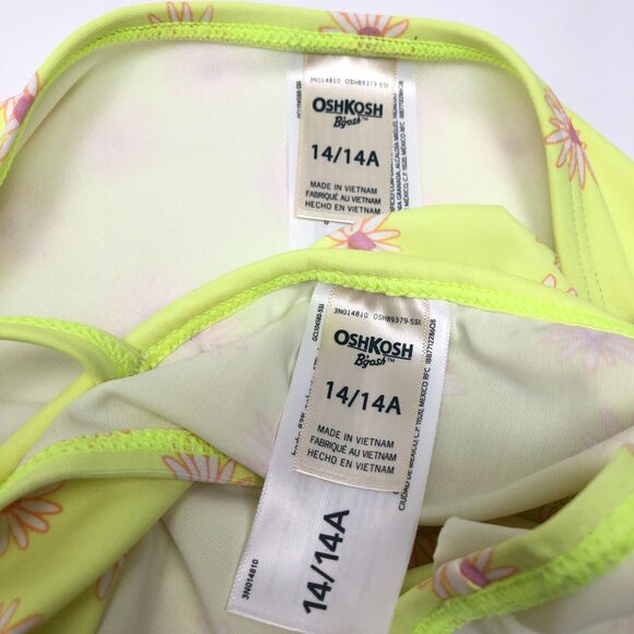 Oshkosh B'Gosh Girls Floral Bikini Set 2 Piece Swimsuit High Waist Sz 14 UPF 50+ - Picture 9 of 11